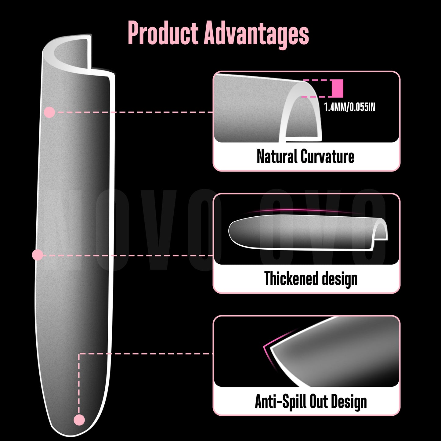 Long Sharp Square Clear Nail Tips 360