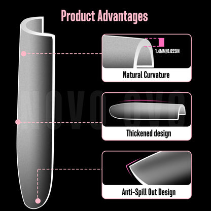 Long Sharp Square Clear Nail Tips 360