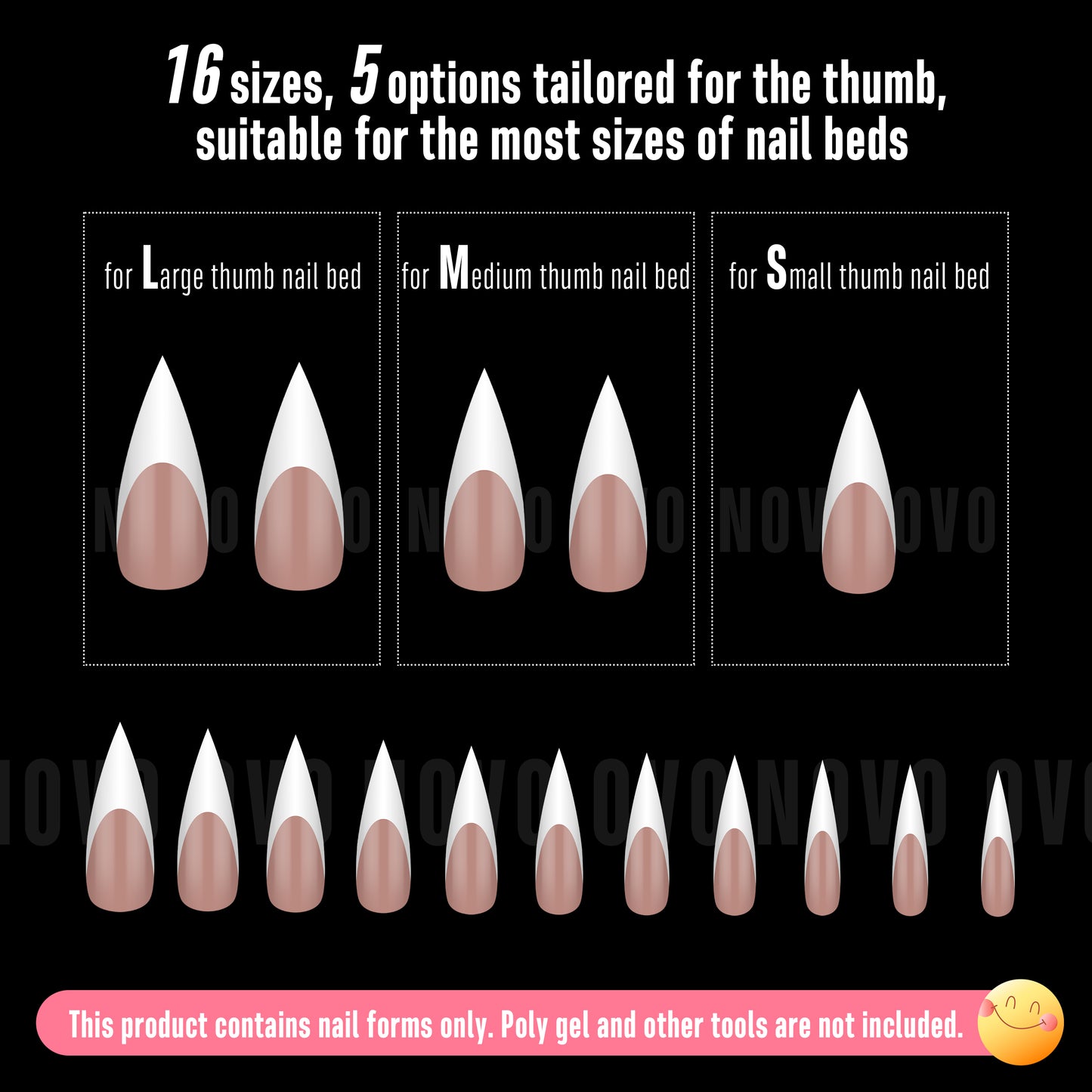 Medium or Long White French Tip Sharp Stiletto Nail Tips Brown Pink
