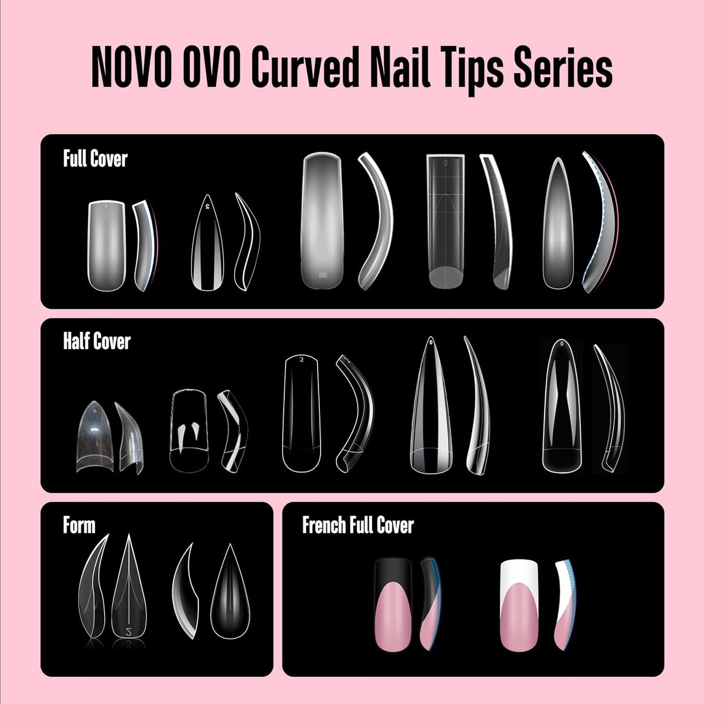 Halloween XXL Curved Stiletto Almond French Tip Nail Tips