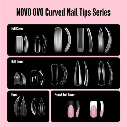 Halloween XXL Curved Stiletto Almond French Tip Nail Tips