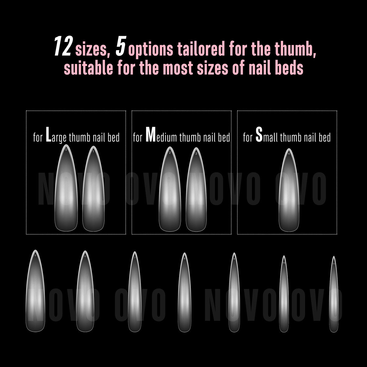 XXL Curved Stiletto Almond Nail Tips 240