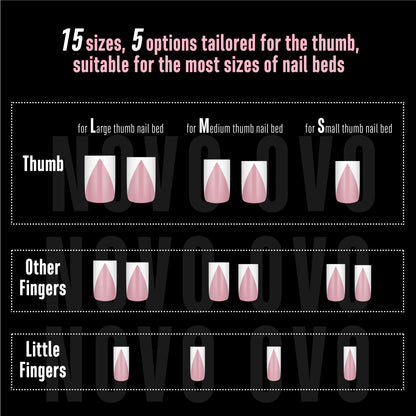 White V Shape French Short Square Nail Tips Berry Pink 240