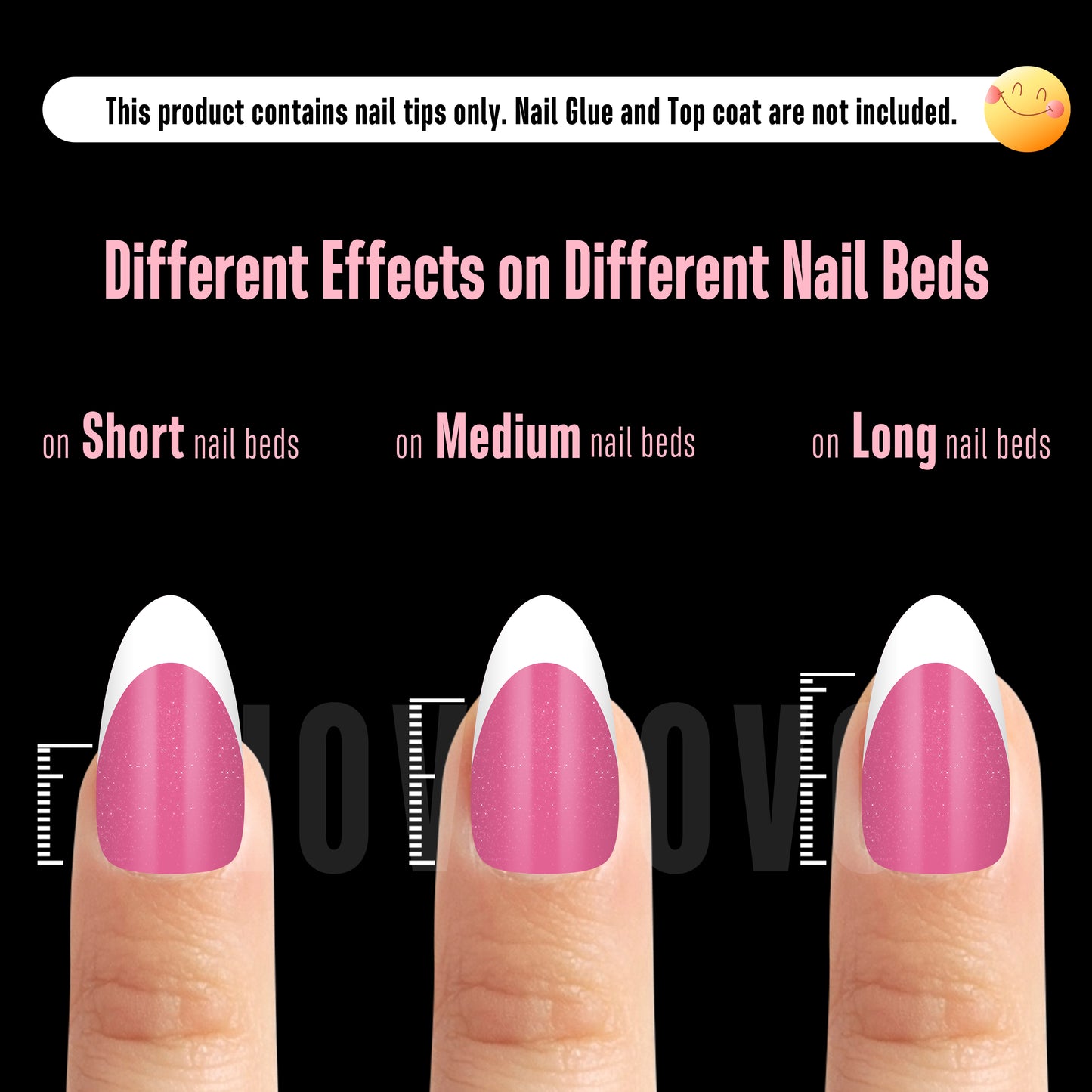 Medium Almond White French Tip ROSE PINK