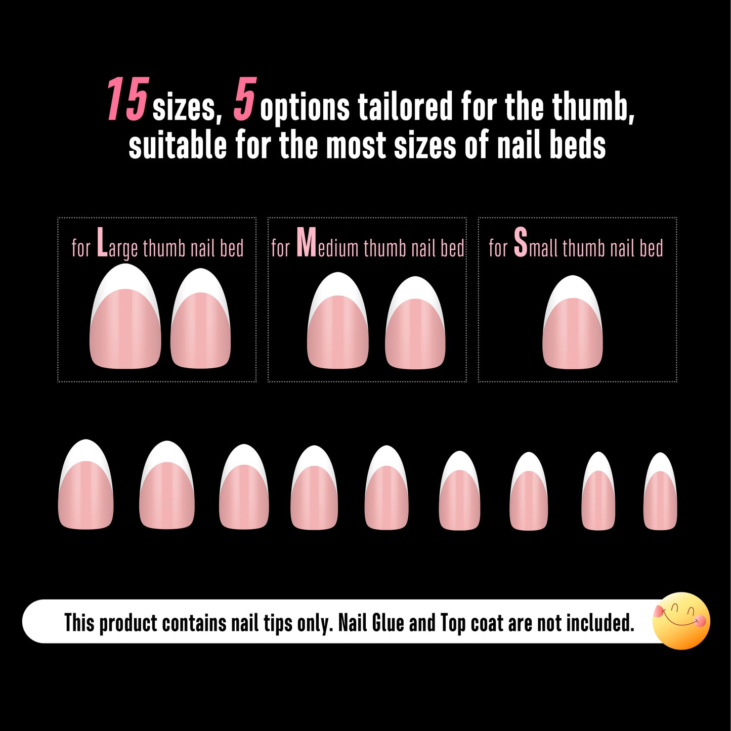 Medium Almond White French Tip BABY PINK