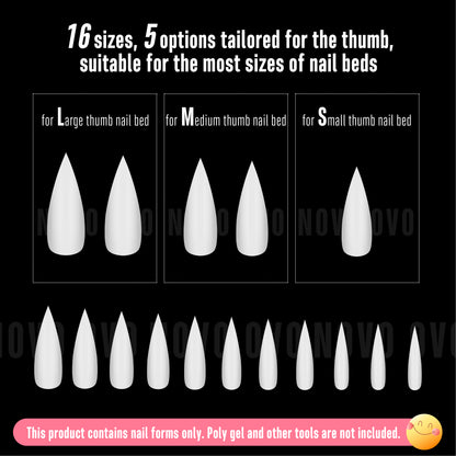 Long XL Pure Color Sharp Stiletto Nail Tips Milky White