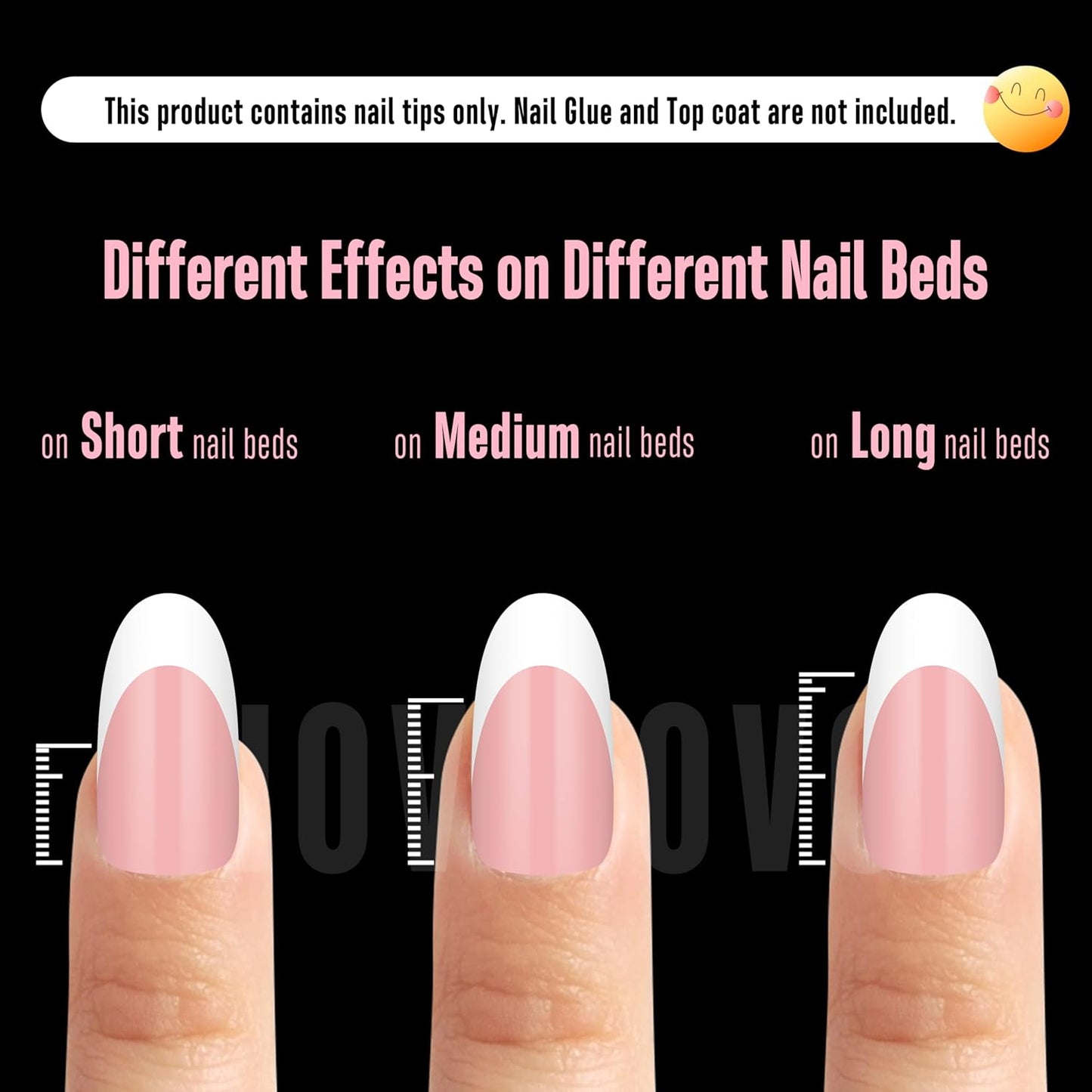 Medium Oval White French Tip BABY PINK