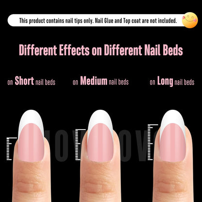 Medium Oval White French Tip BABY PINK
