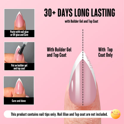 White V Shape French Short Sharp Stiletto Nail Tips Berry Pink
