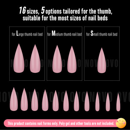Long XL Pure Color Sharp Stiletto Nail Tips Berry Pink