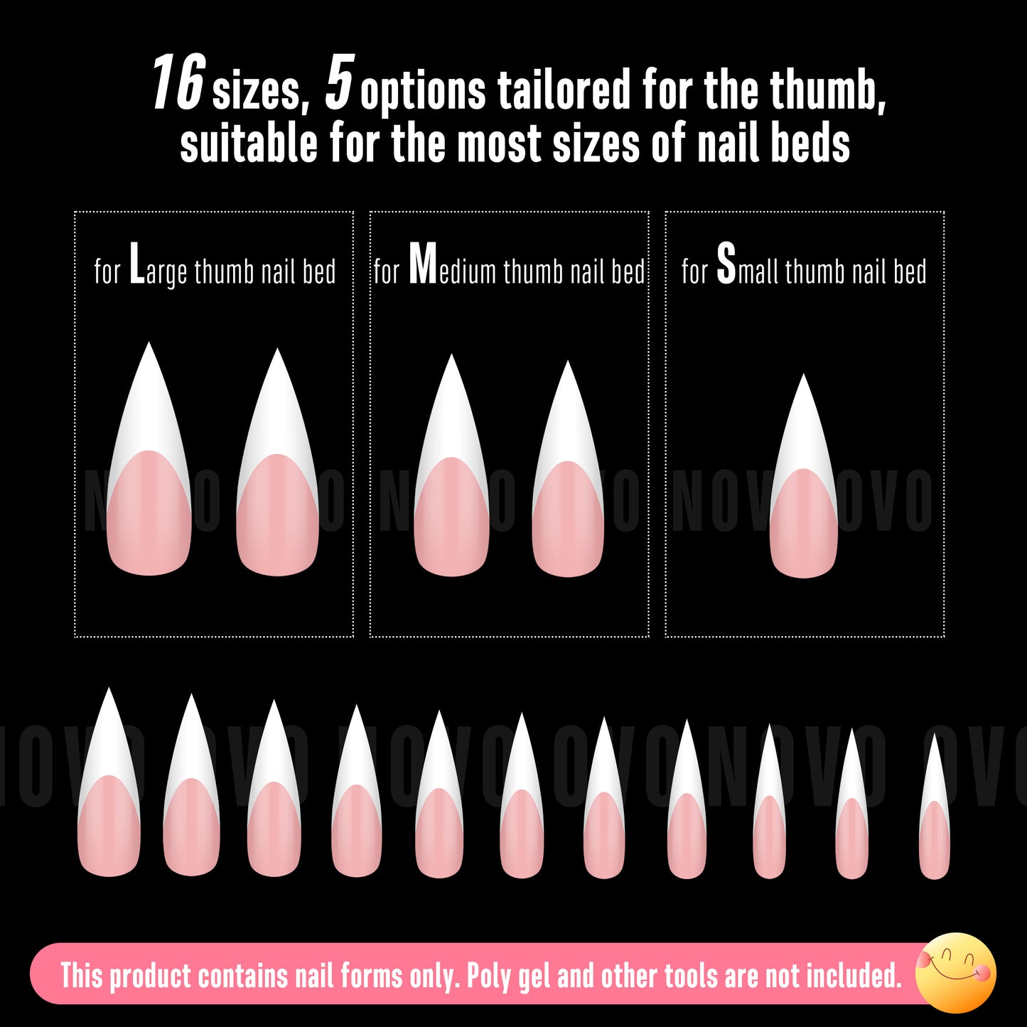 Long XL Sharp Stiletto White French Tip Nail Tips Baby Pink