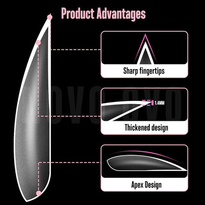 Medium or Long Clear Sharp Stiletto Nail Tips 480
