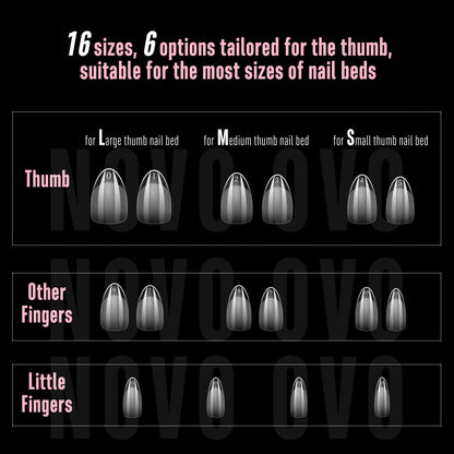 Short Almond Thick Clear Nail Tips