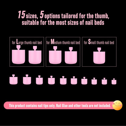 Sharp Square Pure Color Toe Nail Tips Pink 240