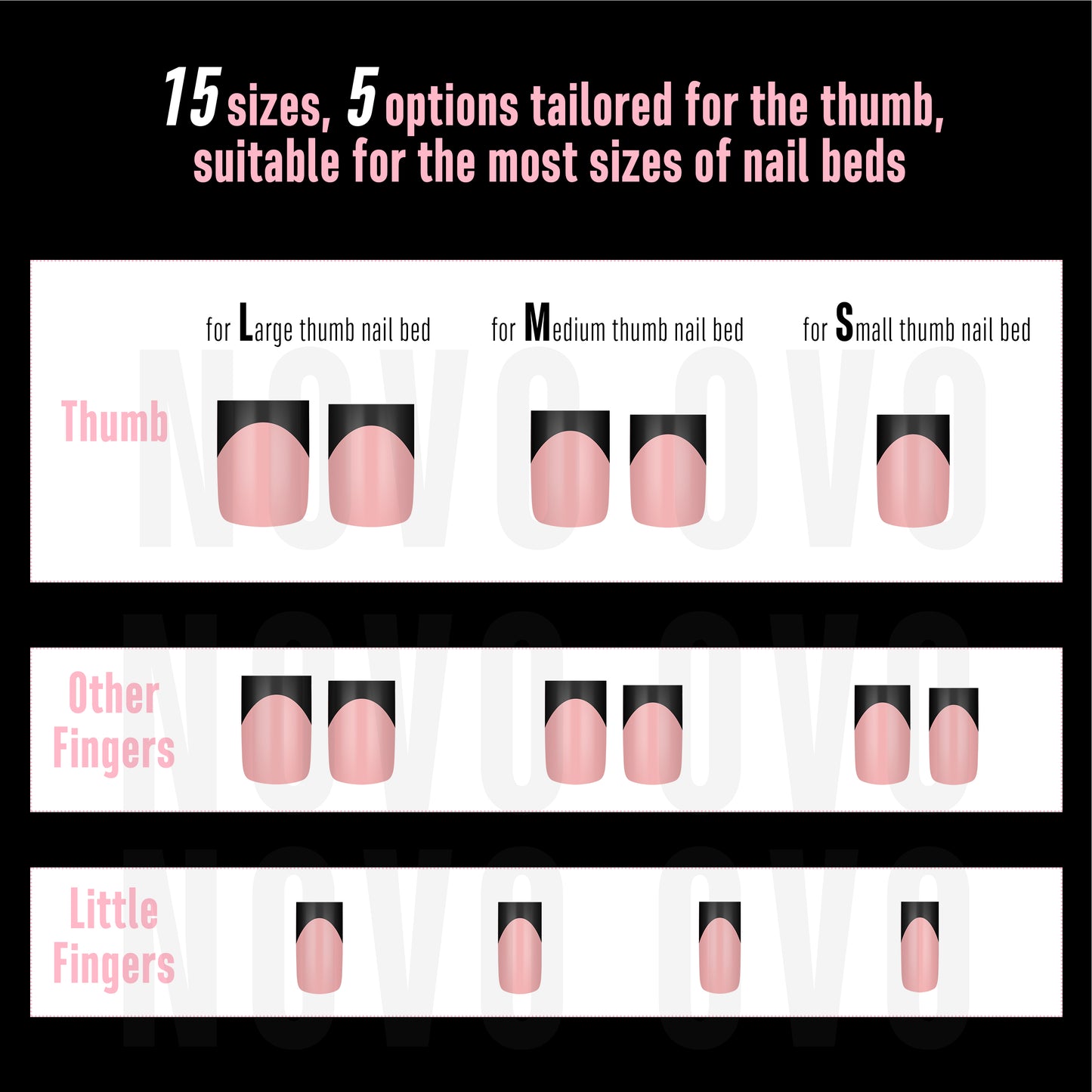 Short Sharp Square Nail Tips Black French Tip BABY PINK