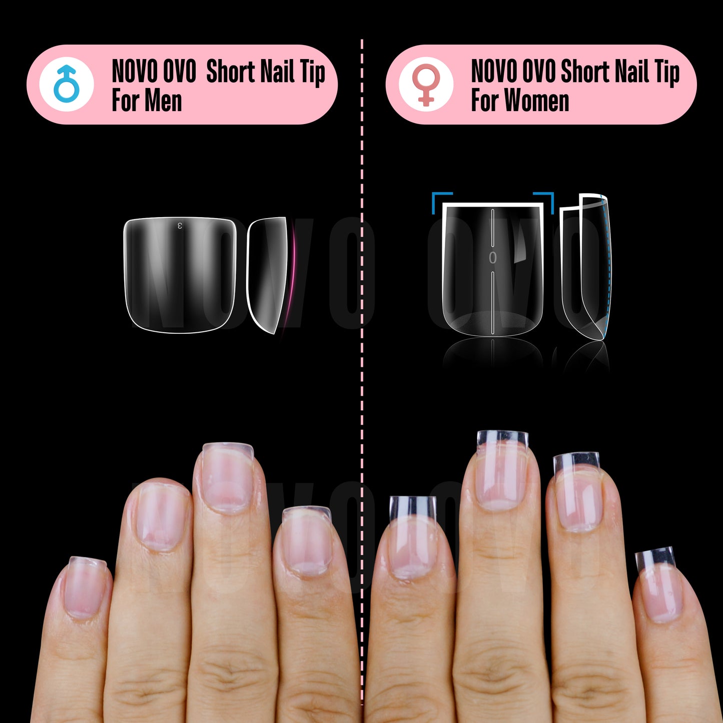 Nail Tips for Men Short Square Round