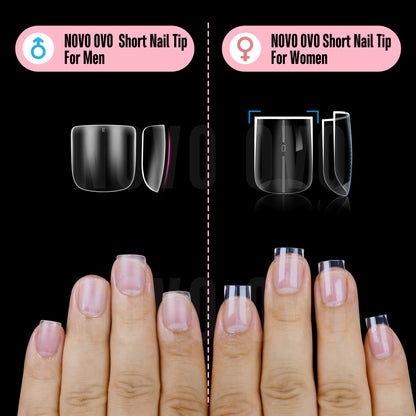 Nail Tips for Men Short Square Round