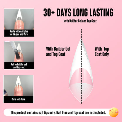 V Shape Half Cover Stiletto White French Tip Nail Tips 160