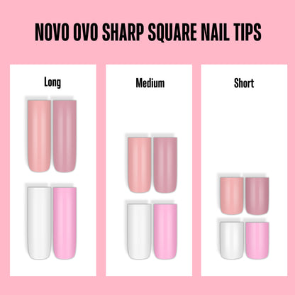 Meidum Sharp Square Pure Color Nail Tips Milky White