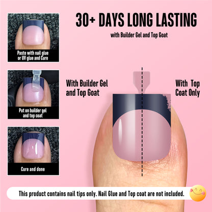 Sharp Square Toe Nail Tips BERRY PINK 8 Color For Winter
