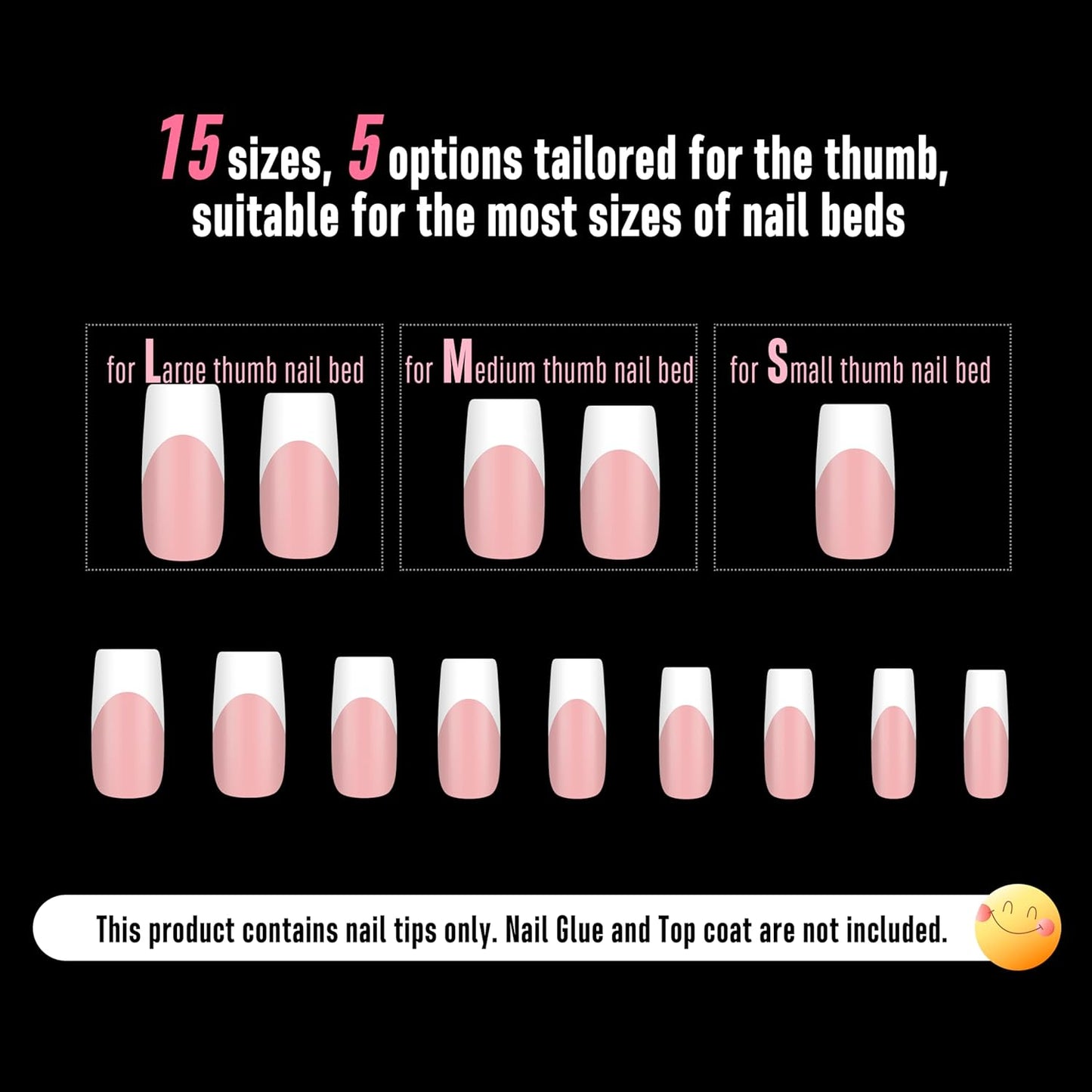 Square Medium White French Tip Baby Pink
