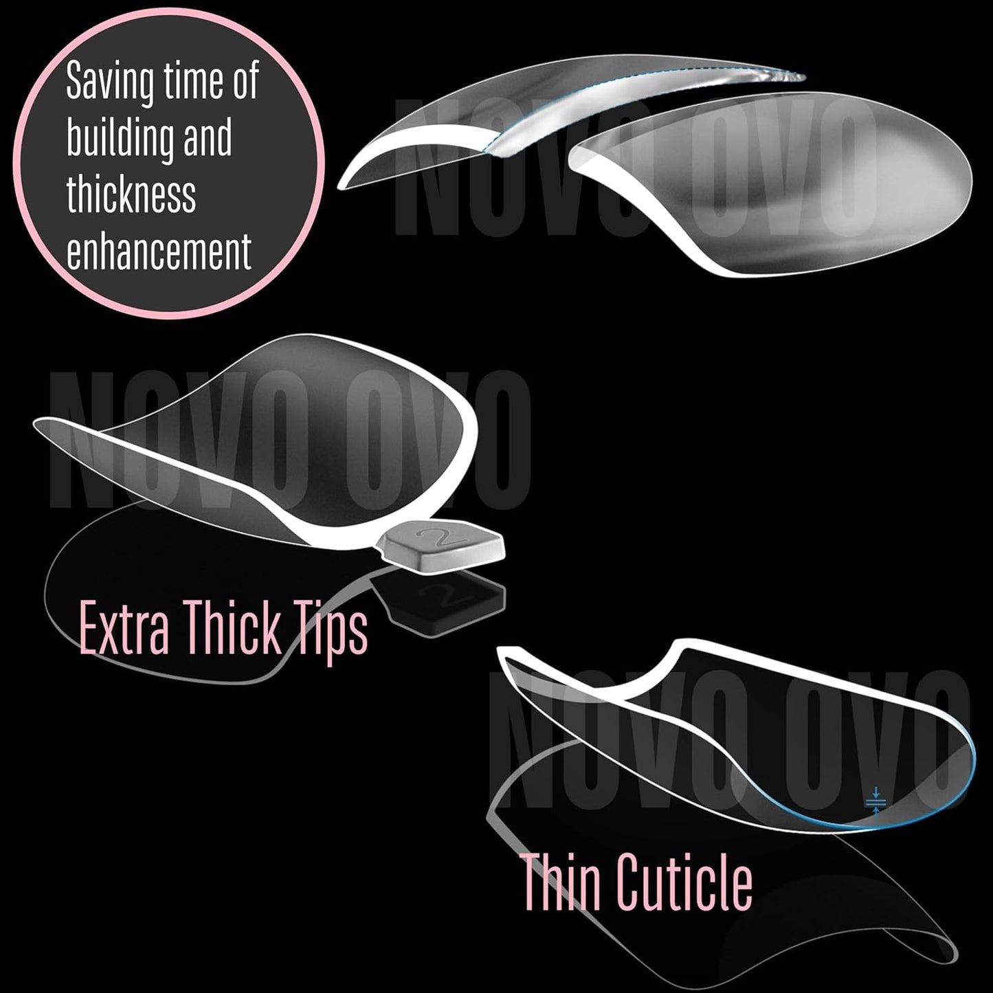 Taper Square Thick Toe Nail Tips 15 Sizes 360 Pcs