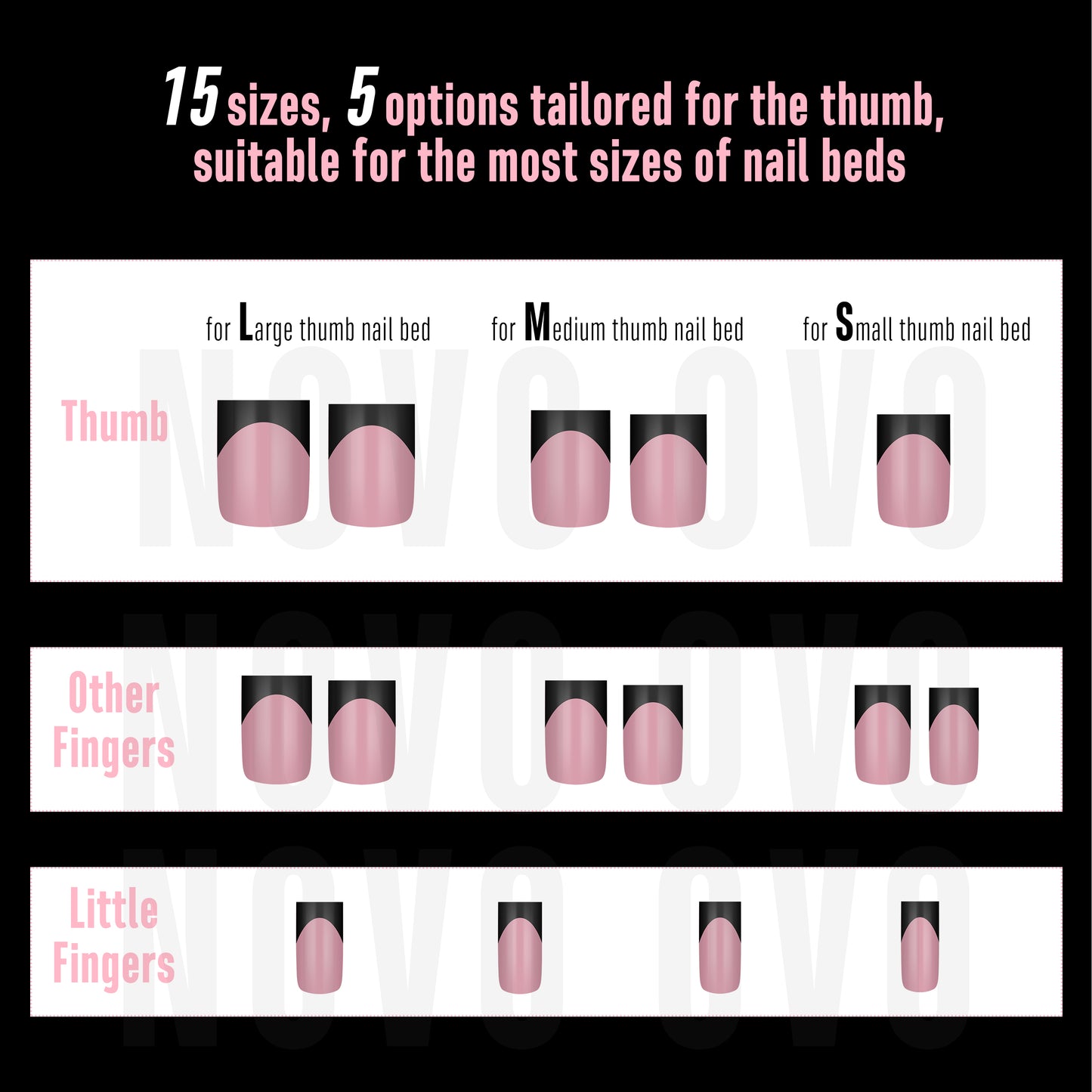 Short Sharp Square Nail Tips Black French Tip BERRY PINK