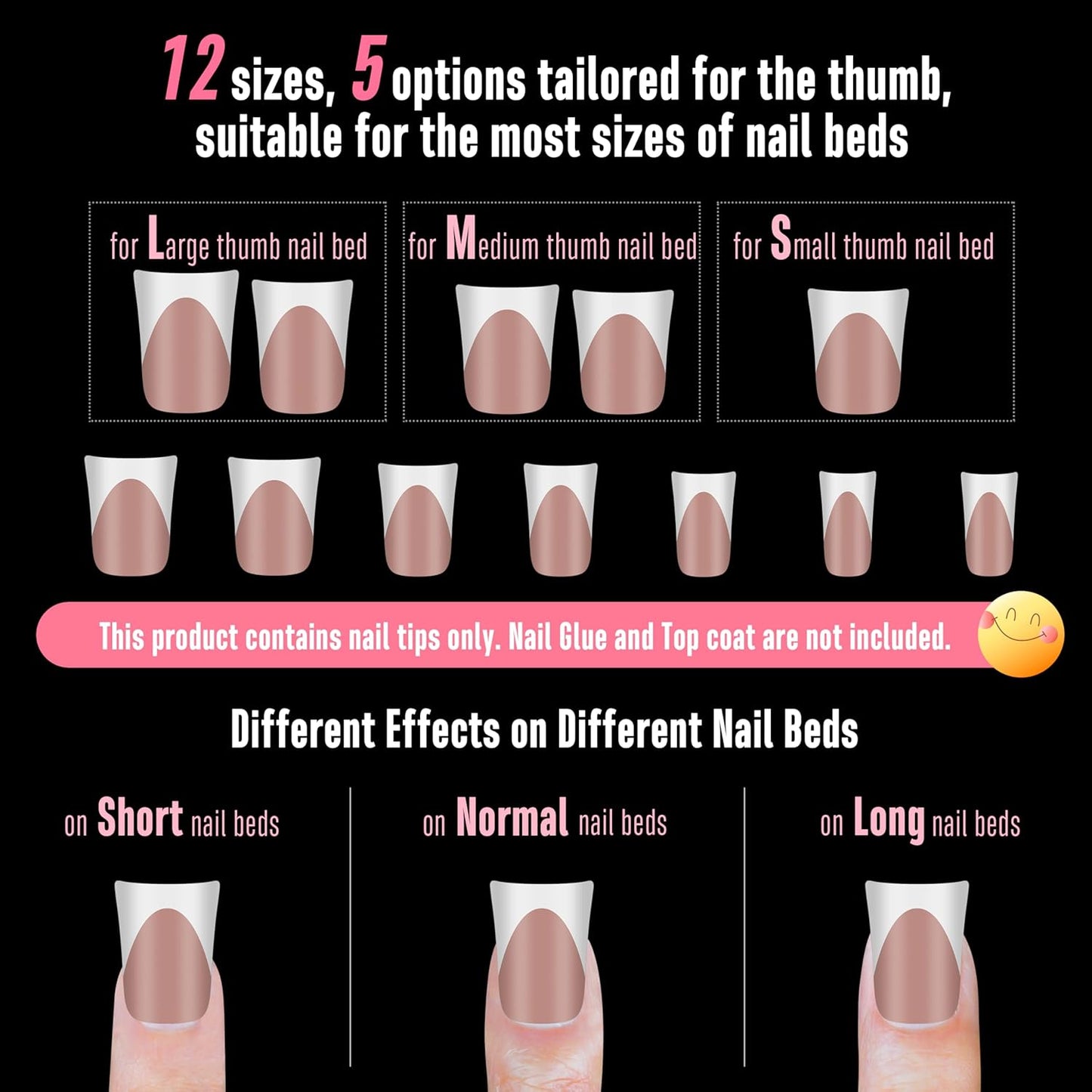 Short Duck Nails White French Tip Brown Pink