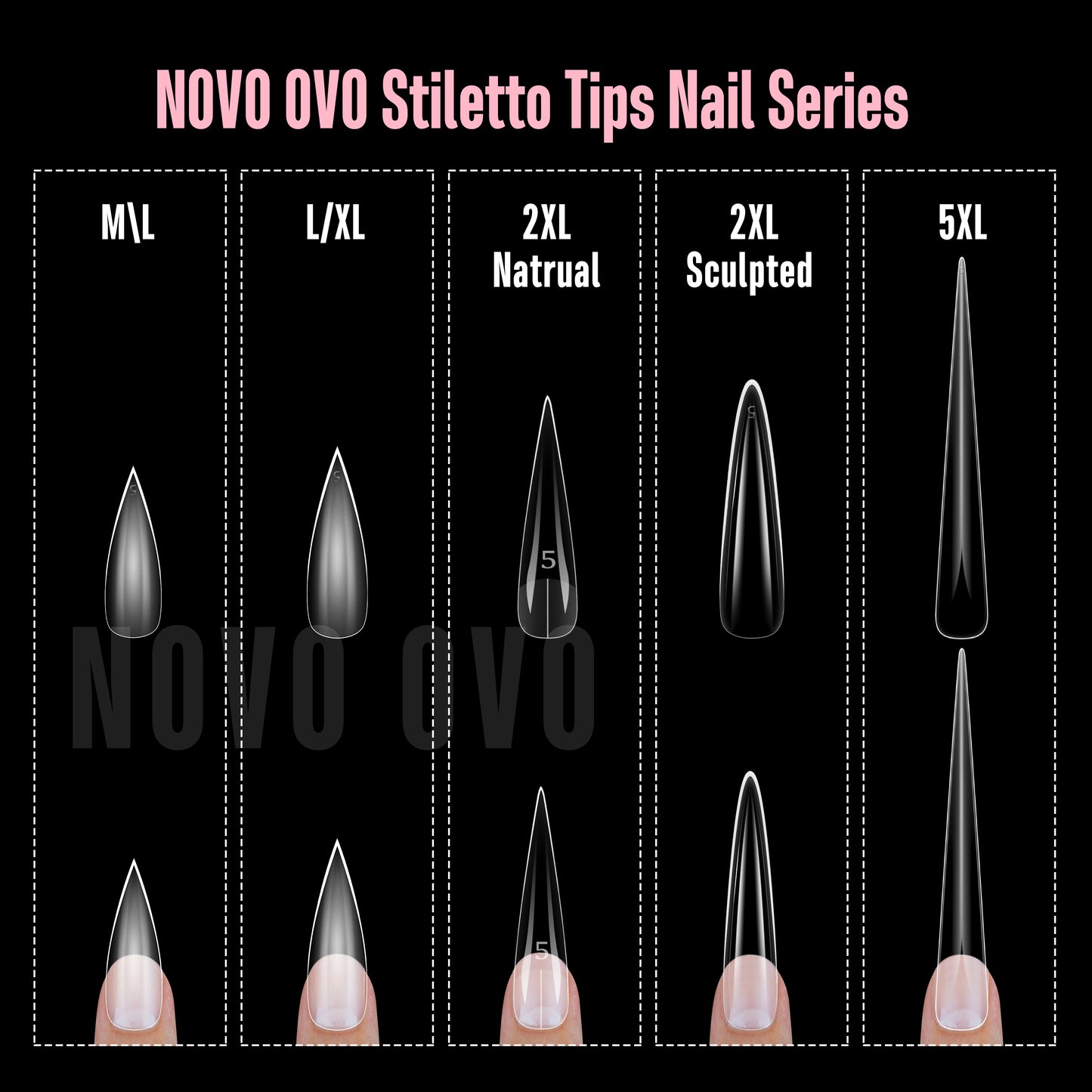 Medium Long Clear Sharp Stiletto Nail Tips 224