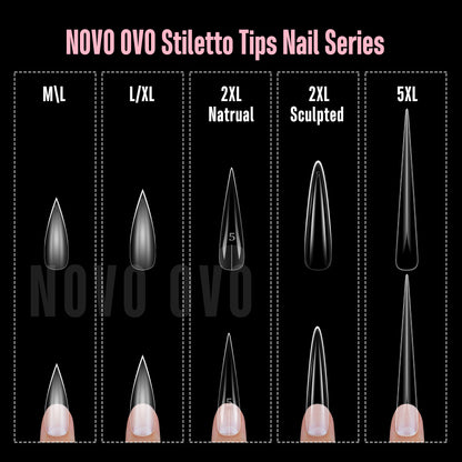 Medium Long Clear Sharp Stiletto Nail Tips 224