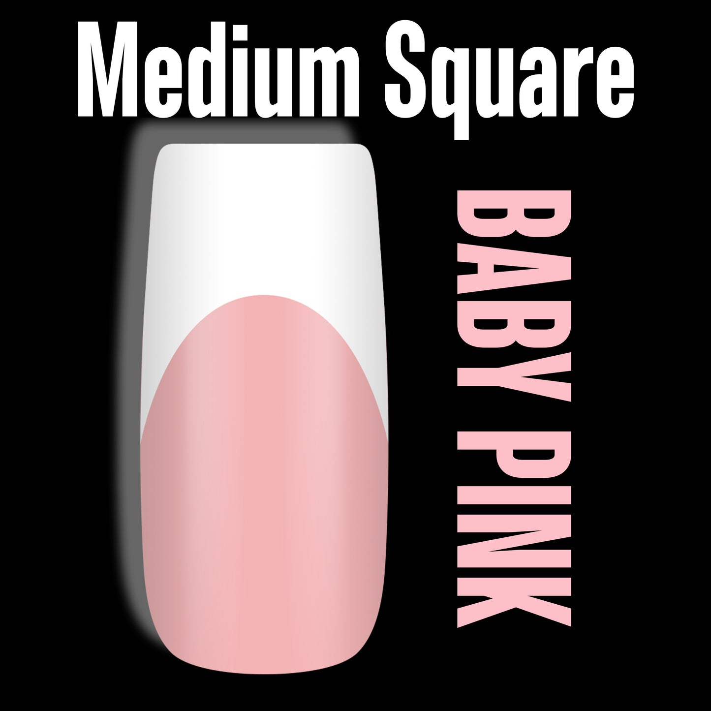 Square Medium White French Tip Baby Pink