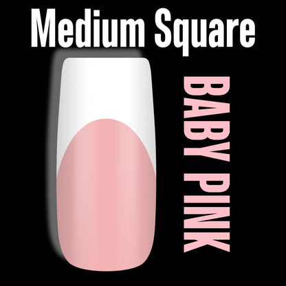 Square Medium White French Tip Baby Pink