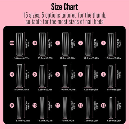 XXL Sculpted Thick Square Nail Tips