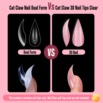 Cat Claw Short Curved Stiletto 3D Nail Tips Berry Pink 128