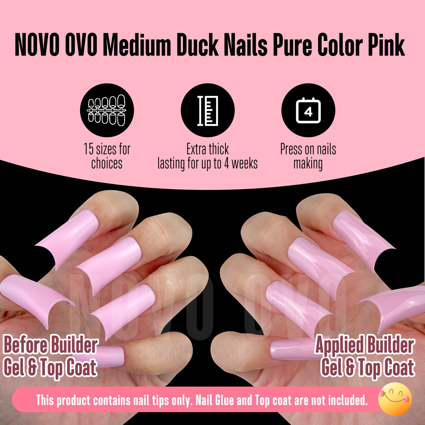 Medium Duck Nails Pure Color Pink