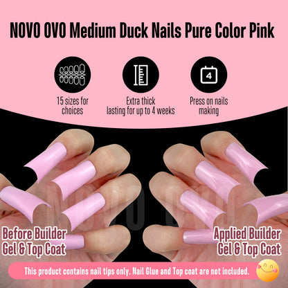 Medium Duck Nails Pure Color Pink