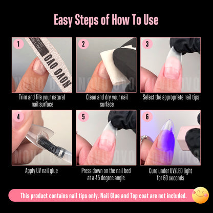 Half Cover Short Almond Clear Nail Tips 224