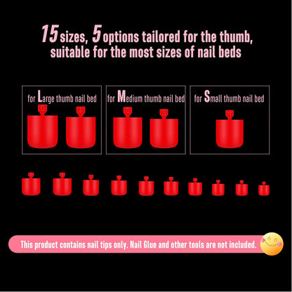 Sharp Square Pure Color Toe Nail Tips Red 240