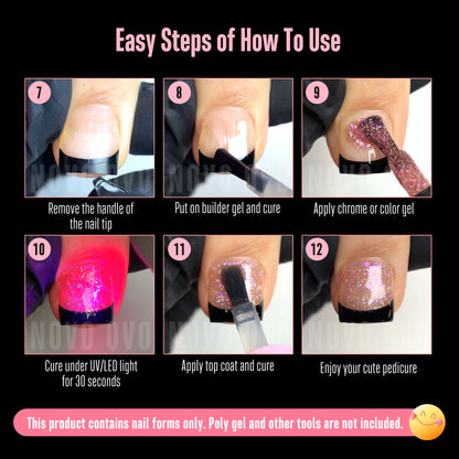 Half Cover Toe Nail Tips Black French Tip