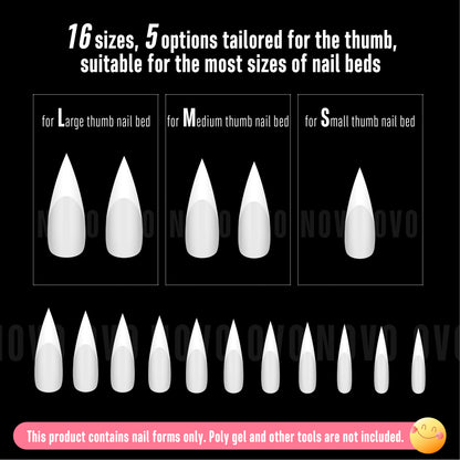 Long XL White French Tip Sharp Stiletto Nail Tips Milky White