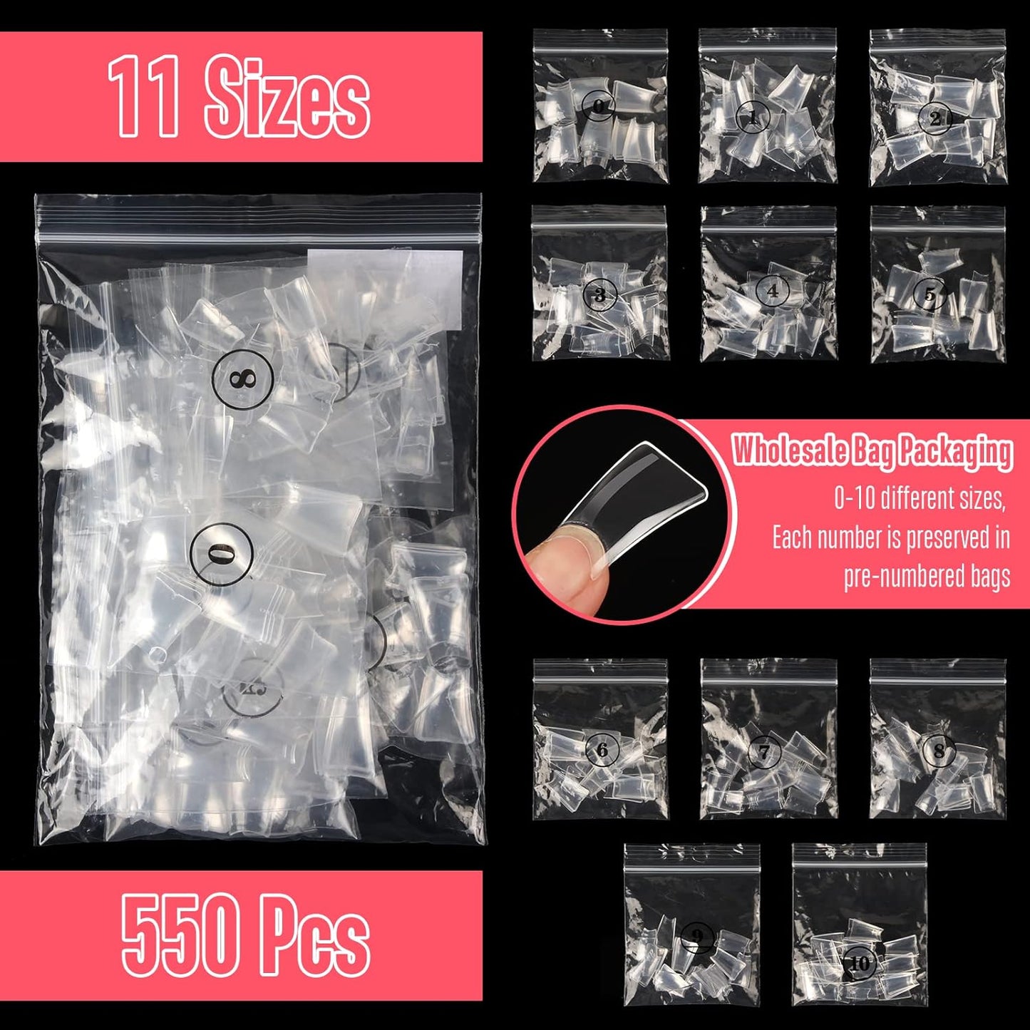 Half Cover Duck Nails Transparent In Bag
