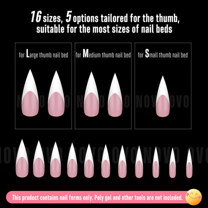 Long XL Sharp Stiletto White French Tip Nail Tips Berry Pink