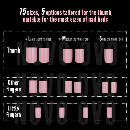 Short Sharp Square Nail Tips Pure Color Berry Pink