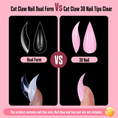 Cat Claw Short Curved Stlettio 3D Nail Tips Pink 128