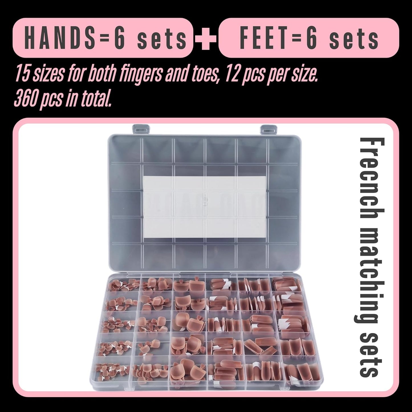 French Tip Matching Press On Nail Tips Set