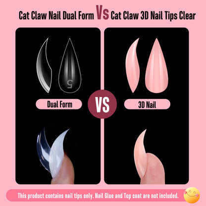 Cat Claw Short Curved Stlettio 3D Nail Tips Baby Pink 128