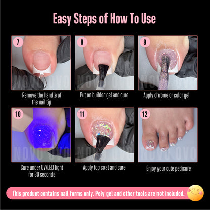 Half Cover Toe Nail Tips Deep Curve White French Tip