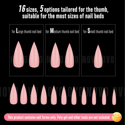 Medium or Long Pure Color Sharp Stiletto Nail Tips Baby Pink