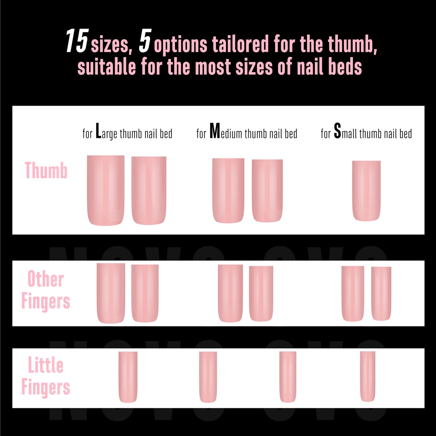 Meidum Sharp Square Pure Color Nail Tips Baby Pink 180