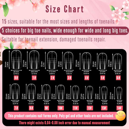 Toe Nail Dual Form 15 Sizes 300 Pcs